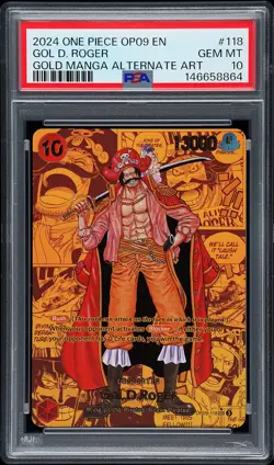 2024 ONE PIECE GOLD MANGA ALTERNATE ART OP09-118 GOL D. ROGER PSA 10 - Image 1