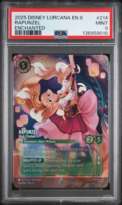2025 DISNEY LORCANA EN 8-REIGN OF JAFAR ENCHANTED RAPUNZEL - HIGH CLIMBER PSA 9 - Image 1