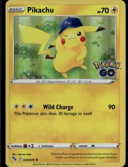 Pikachu (28) Holo Rare Pokemon GO 028/078 Lightning Holo Pokemon Card - Image 1