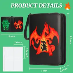 400 Cards PU Card Binder 4-Pocket Trading Cards Holder with 50 Removable Sleeves - Image 4