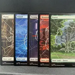 MTG Full Art Basic Land Set of 5 (WUBRG) Spider Man NM - Image 1
