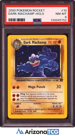 Pokemon 2000 Dark Machamp 10/82 Holo Team Rocket PSA 8 - Image 1