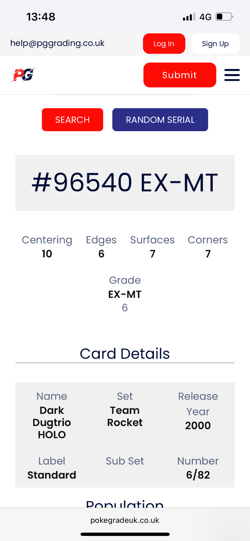 Dark Dugtrio 6/82 PG 6 Team Rocket WOTC Holo Graded Pokemon Card EX-MT NOT PSA - Image 3