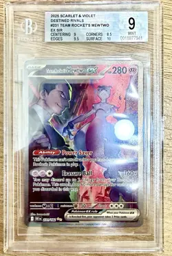 Pokemon Team Rocket's Mewtwo EX Destined Rivals SIR 231/182 BGS 9 (PSA) - Image 1