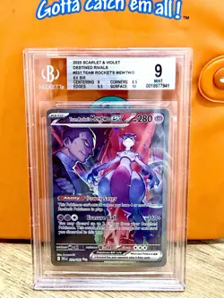 Pokemon Team Rocket's Mewtwo EX Destined Rivals SIR 231/182 BGS 9 (PSA) - Image 3