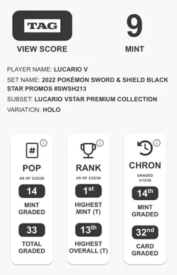 Lucario V SWSH213 Sword & Shield Black Star Promo TAG 9 Pokemon Card - Image 2