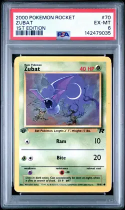 2000 Pokemon Zubat Rocket #70 1st Edition PSA 6 - Image 1