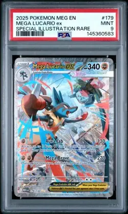 2025 Pokemon Mega Evolution #179 Mega Lucario ex SIR PSA 9 Graded 583 - Image 1