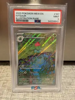 2023 Pokemon MEW EN 151 SV Ivysaur 167/165 Illustration Rare PSA 9 MINT TCG Holo - Image 1