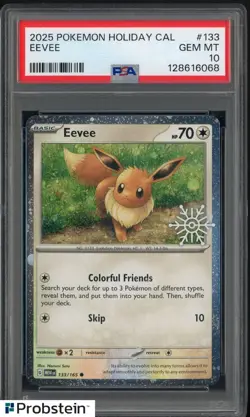 2025 Pokemon Holiday Cal #133 Eevee PSA 10 GEM MINT - Image 1