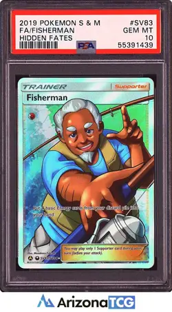 Pokemon 2019 Fisherman SV83/SV94 Full Art Hidden Fates GEM MINT PSA 10 - Image 1