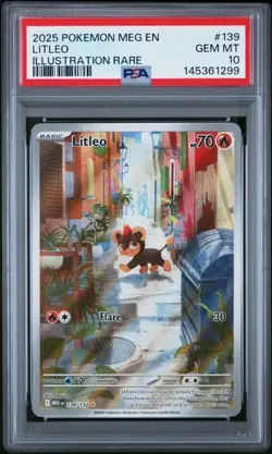 2025 Pokemon Mega Evolution #139 Litleo Illustration rare IR PSA 10 Graded 299 - Image 1