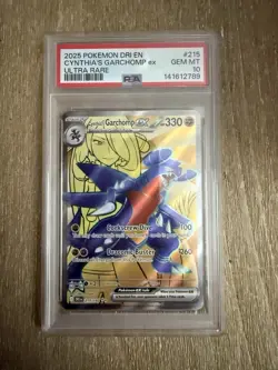 2025 Pokemon Destined Rivals Cynthia’s Garchomp EX #215/182 Ultra Rare PSA 10 - Image 1