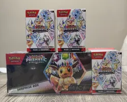 Pokemon Prismatic Evolutions Booster Bundle (x3) + Surprise Box SEALED - Image 1