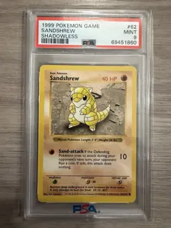 1999 Pokemon Shadowless Sandshrew PSA 9 Mint #62 Base Set - Image 1