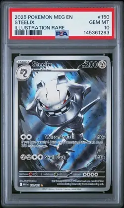 2025 Pokemon Mega Evolution #150 Steelix Illustration rare IR PSA 10 Graded 293 - Image 1