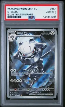 2025 Pokemon Mega Evolution #150 Steelix Illustration rare IR PSA 10 Graded 291 - Image 1