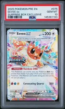 Pokemon Prismatic Evolutions Eevee ex 075/131 Surprise Box Stamped PSA 10 193 - Image 1