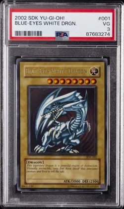 2002 YU-GI-OH! STARTER DECK: KAIBA #001 BLUE-EYES WHITE DRAGON PSA 3 - Image 1