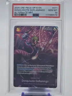 One Piece TCG English OP10-071 Donquixote Doflamingo Alt Art SR PSA 10 - Image 1