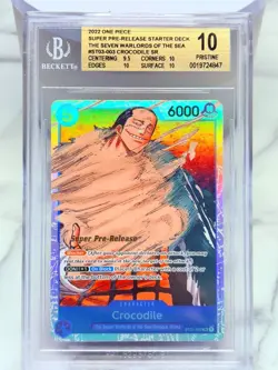 2022 One Piece CROCODILE BGS 10 PRISTINE SUPER PRE-RELEASE WARLORDS ST03-003 - Image 1