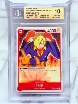 2022 One Piece SANJI BGS 10 PRISTINE ST01-004 SUPER PRE RELEASE STRAW HAT CREW - Image 1