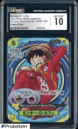 2024 One Piece Japanese PC One Piece Day Super Rare #109 Monkey D. Luffy CGC 10 - Image 1