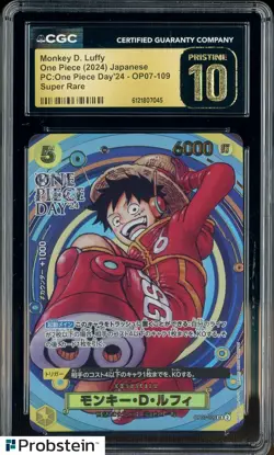 2024 Pokemon JPN One Piece Day'24 OP07-109 Monkey D. Luffy CGC 10 PRISTINE - Image 1