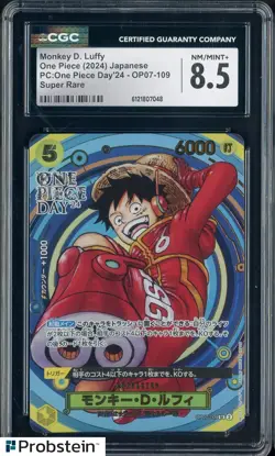 2024 One Piece Japanese PC One Piece Day Super Rare #109 Monkey D. Luffy CGC 8.5 - Image 1