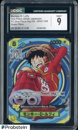2024 One Piece Japanese PC One Piece Day Super Rare #109 Monkey D. Luffy CGC 9 - Image 1