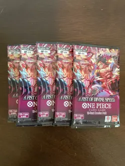 One Piece A Fist Of Divine Speed OP-11 Five 5 Booster Packs Lot English - Image 1