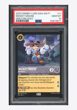 Disney Lorcana PSA 10 Mickey Mouse Promo 2023 11/P1 Gen Con 2023 English - Image 1