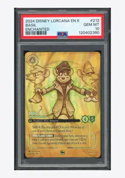 Disney Lorcana PSA 10 Basil Enchanted 2024 212/204 EN6 English - Image 1