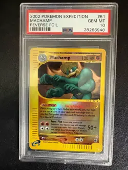 2002 POKEMON EXPEDITION #51 MACHAMP-REV.FOIL PSA 10 POP 28 - Image 1