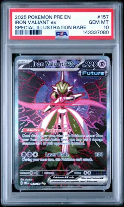 2025 POKEMON PRE EN-PRISMATIC EVOLUTIONS #157 IRON VALIANT EX PSA 10 - Image 1
