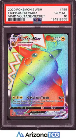 Pokemon 2020 Pikachu VMAX 188 Rainbow Full Art SR Vivid Voltage GEM MINT PSA 10 - Image 1