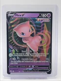 MEW V 2021 POKEMON SWSH FUSION STRIKE RARE HOLO 113/264 Q5859 - Image 1