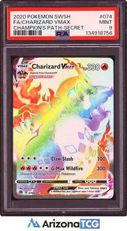 Pokemon 2020 Charizard VMAX 074/073 Rainbow Full Art SR Champion's Path PSA 9 - Image 1