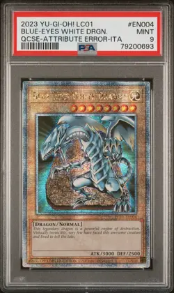 YuGiOh Blue Eyes White Dragon 25th Quarter Century Rare LC01-EN004 PSA 9 Error - Image 1