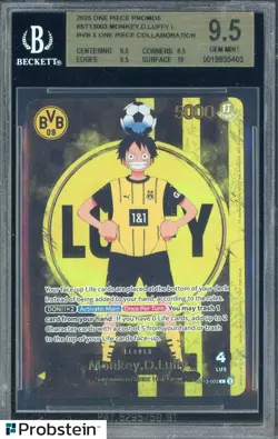 2025 ONE PIECE PROMOS BVB X ONE PIECE MATCH DAY 2025 003 MONKEY D. LUFFY BGS 9.5 - Image 1