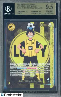 2025 ONE PIECE PROMOS BVB X ONE PIECE MATCH DAY 2025 003 MONKEY D. LUFFY BGS 9.5 - Image 1