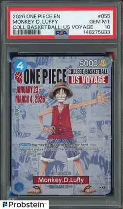2026 One Piece EN College Basketball US Voyage #055 Monkey D Luffy PSA 10 - Image 1