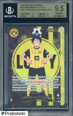 2025 ONE PIECE PROMOS BVB X ONE PIECE MATCH DAY 2025 003 MONKEY D. LUFFY BGS 9.5 - Image 1