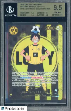 2025 ONE PIECE PROMOS BVB X ONE PIECE MATCH DAY 2025 003 MONKEY D. LUFFY BGS 9.5 - Image 1