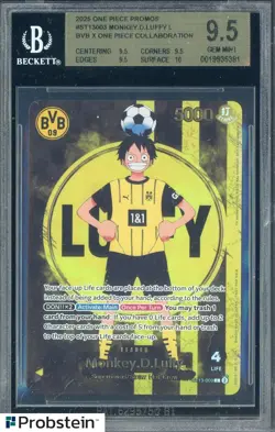 2025 ONE PIECE PROMOS BVB X ONE PIECE MATCH DAY 2025 003 MONKEY D. LUFFY BGS 9.5 - Image 1