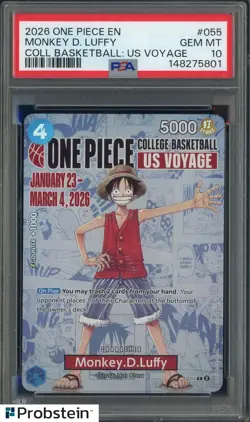 2026 One Piece EN College Basketball US Voyage #055 Monkey D Luffy PSA 10 - Image 1