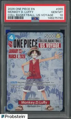 2026 One Piece EN College Basketball US Voyage #055 Monkey D Luffy PSA 10 - Image 1