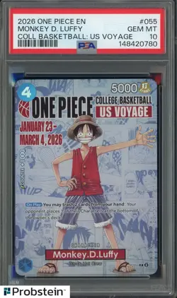 2026 One Piece EN College Basketball US Voyage #055 Monkey D Luffy PSA 10 - Image 1