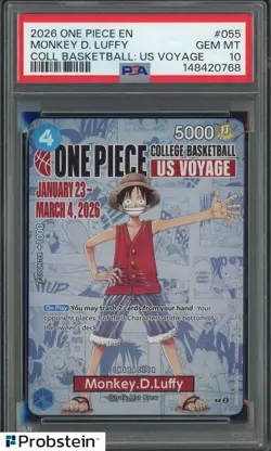 2026 One Piece EN College Basketball US Voyage #055 Monkey D Luffy PSA 10 - Image 1