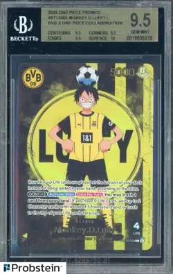 2025 ONE PIECE PROMOS BVB X ONE PIECE MATCH DAY 2025 003 MONKEY D. LUFFY BGS 9.5 - Image 1